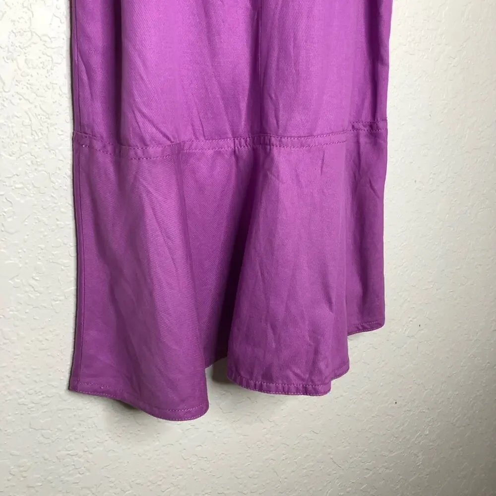 Ann Taylor purple linen blend belted ruffled midi skirt size 8 NWT